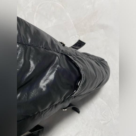 Large Black Puffer Nylon Padded Tote Handbag - Picture 7 of 13